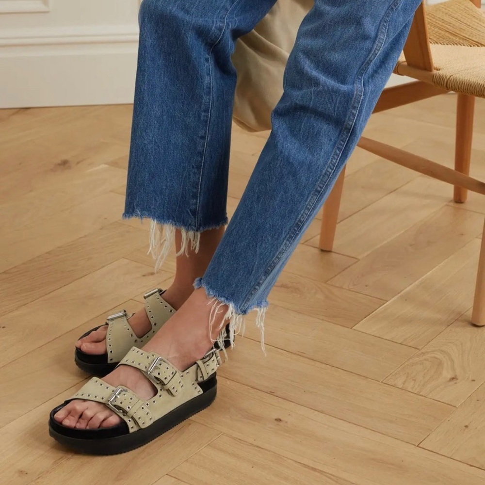 Isabel Marant Ophie Platform Velvet Leather Sandals